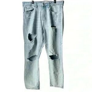 Garage Light Wash Distressed Rugged Straight Leg High Rise Girl Juniors Size 13